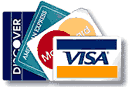 Accept Visa, Master, Discover, American Express cards today!